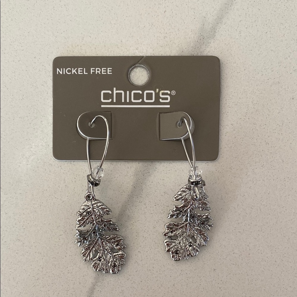 Chico's Silver Leaf Earrings
